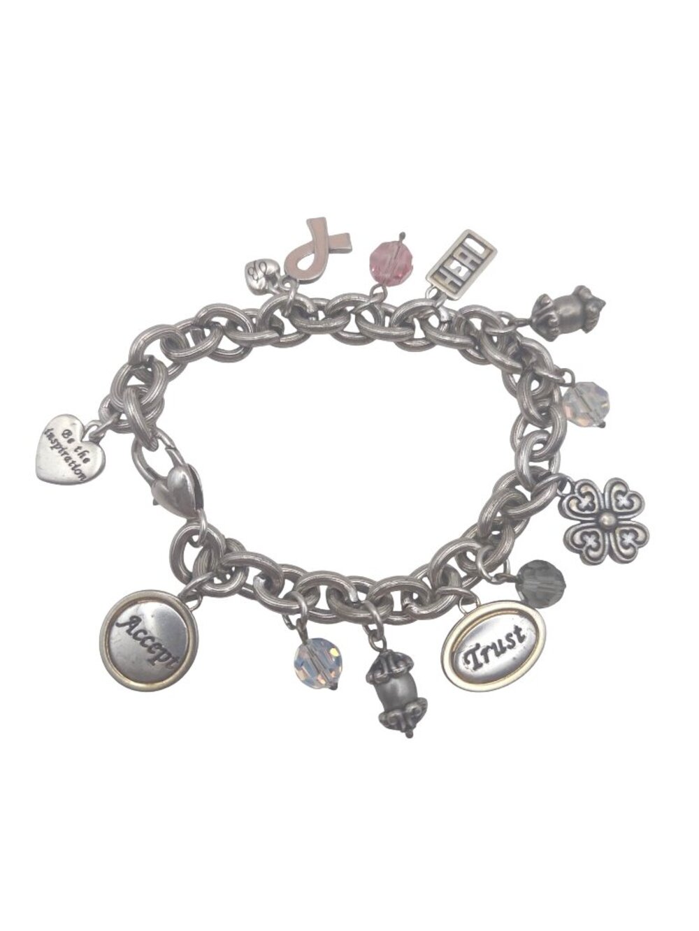 Brighton Charm Bracelet Power Of Pink Breast Cancer Awareness Silver Plated 2006